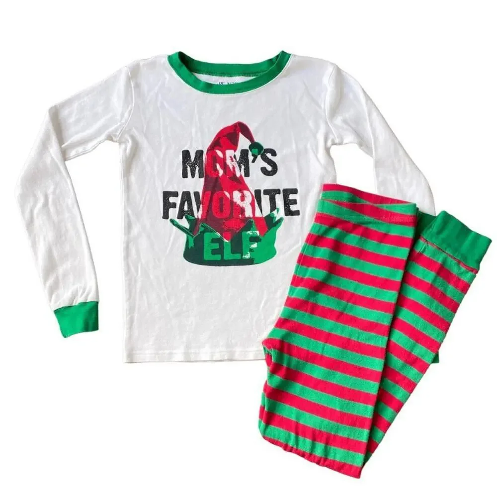 12 Children’s Place Long Sleeve Red Green Christmas Pajama Set Moms Favorite Elf